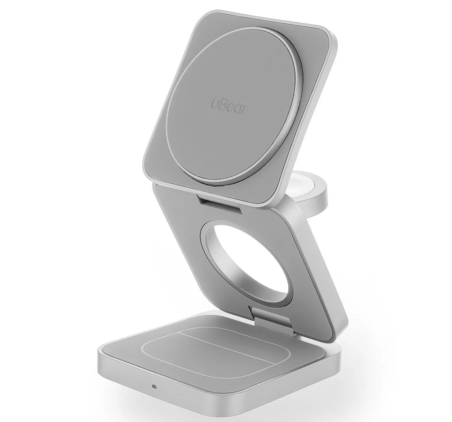 Беспроводное зарядное устройство uBear Balance 3 в 1 MagSafe 25 Вт, серебристый
