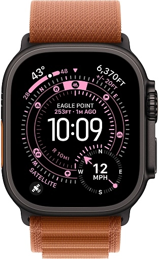 Apple Watch Ultra 3 49 мм, корпус из черного титана, ремешок Alpine терракотового цвета, размер S